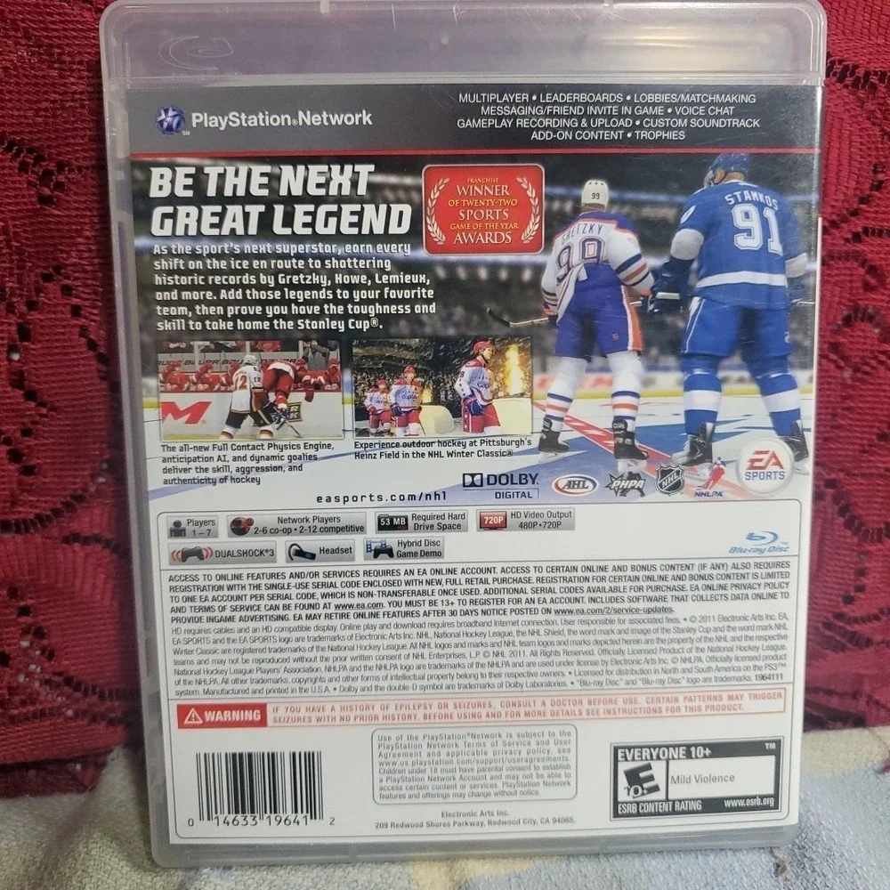 EA Sports NHL 12 PS3 Video Game Sony PlayStation 3‎ Blue Hockey Steven Stamkos